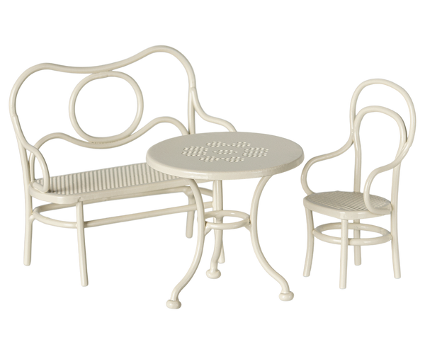Mobiliario café para ratoncitos pequeño - blanco hueso
