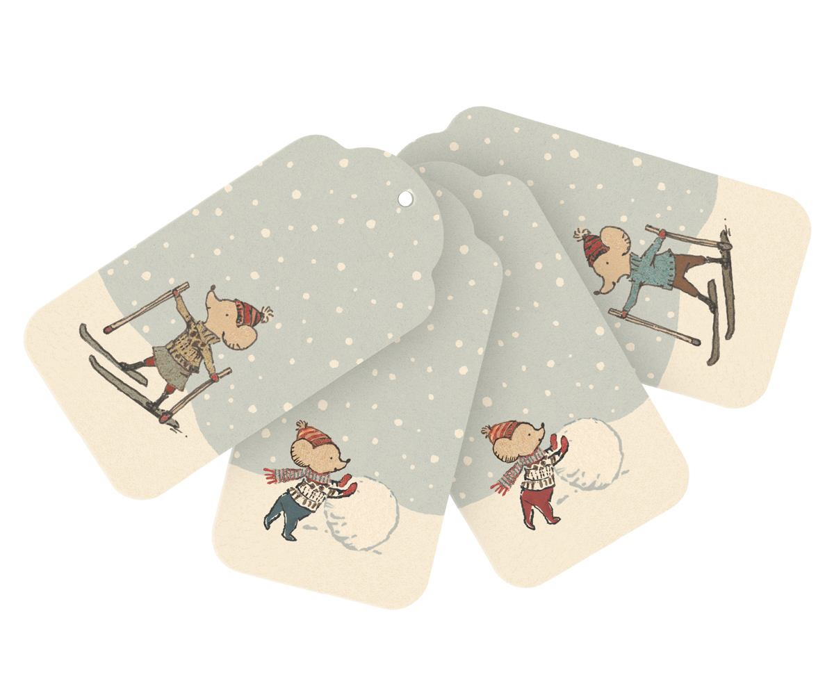 Etiquetas regalo Winter Mouse - 12 piezas