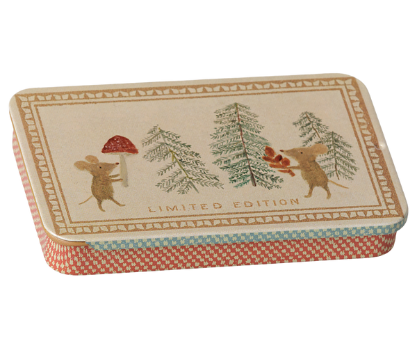 Caja metal tapa deslizante - ratones de Navidad
