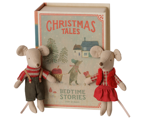 Ratones gemelos navideños - hermanitos en libro