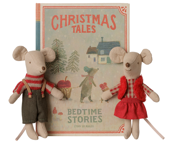 Ratones gemelos navideños - hermanitos en libro