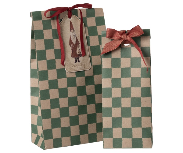 Bolsas de papel cuadros verdes - mini