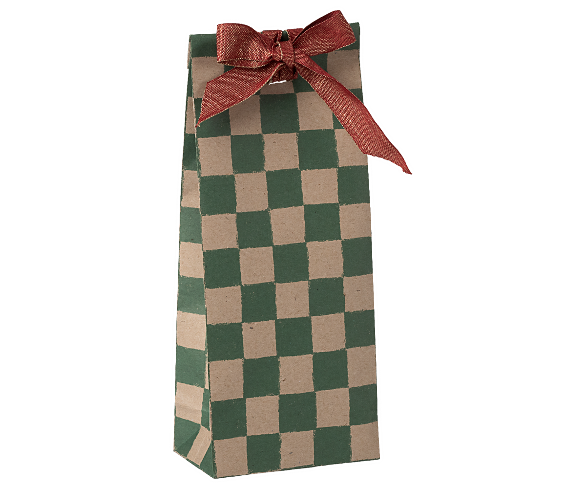 Bolsas de papel cuadros verdes - mini
