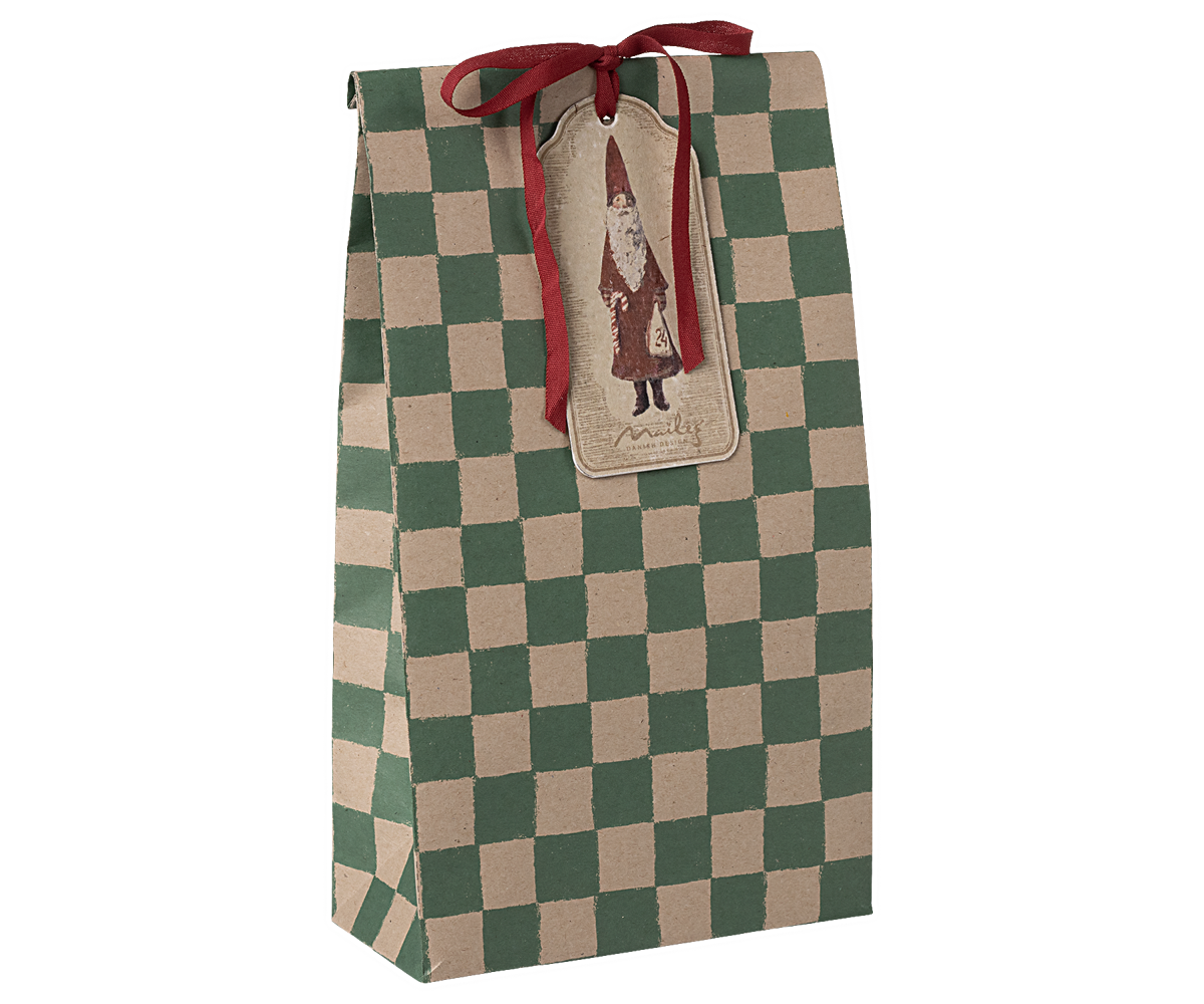 Bolsas de papel cuadros verdes - Mediana