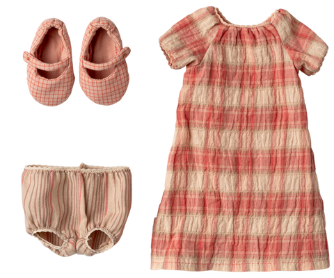 Vestido a cuadros culote y zapatos talla 3