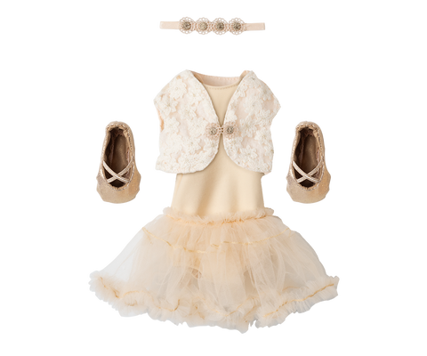 Maillot y falda crema con zapatos - talla 3