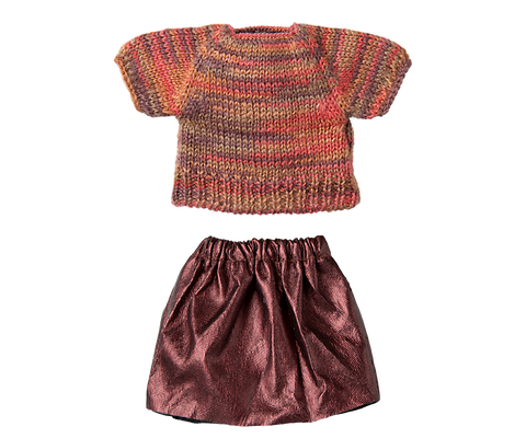 Falda brillante y jersey - ratoncita mamá