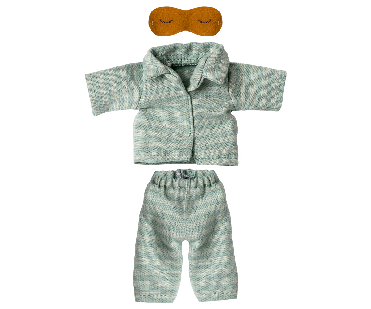 Pijama para ratoncito papá con antifaz menta