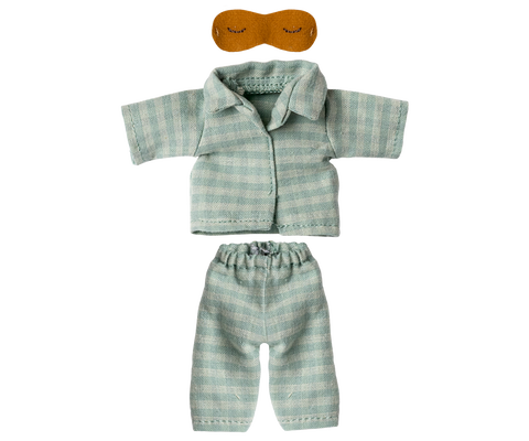 Pijama para ratoncito papá con antifaz menta