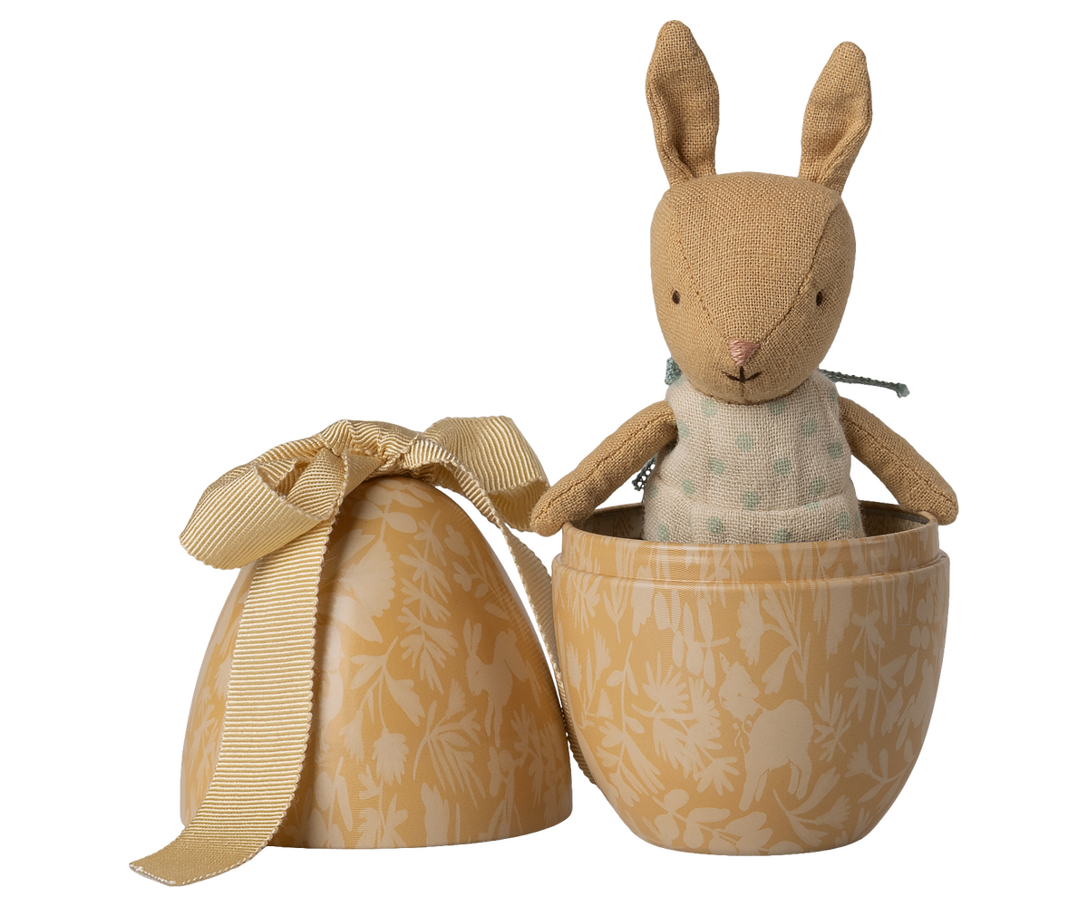 Huevo de pascua pequeño con conejito - amarillo crema