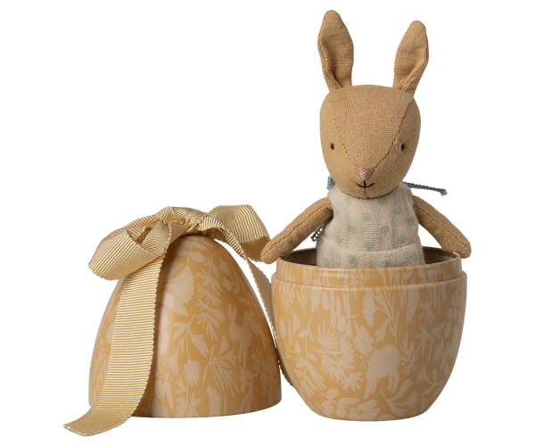 Huevo de pascua pequeño con conejito - amarillo crema