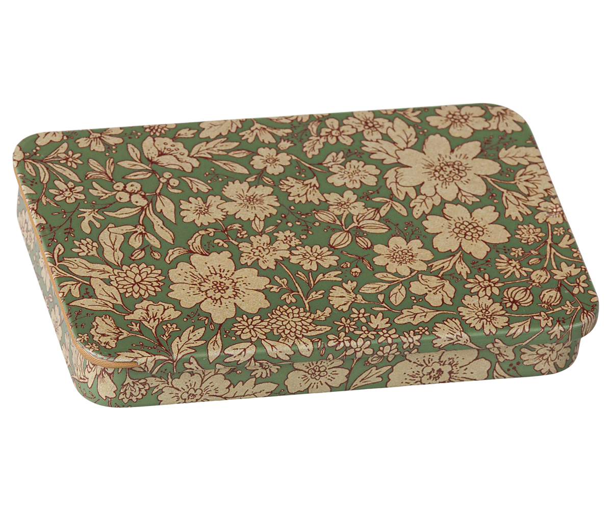 Caja metal tapa deslizante - blossom azul