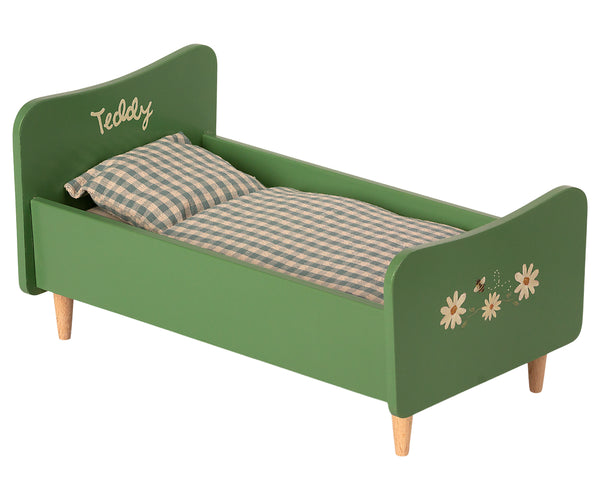 Cama de madera para mamá / papá teddy - verde