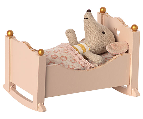 Cuna de madera para ratoncito baby - rosa