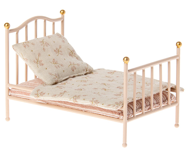 Cama de metal vintage para ratones - rosa