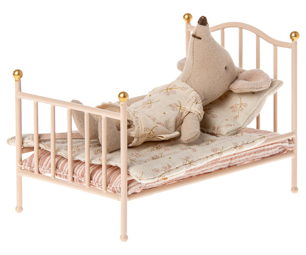 Cama de metal vintage para ratones - rosa