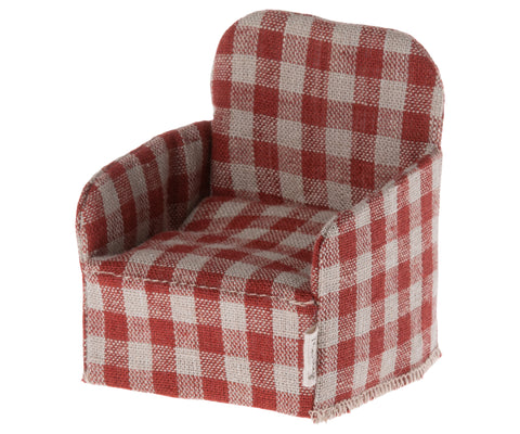 Sillón para ratoncitos - cuadros rojo