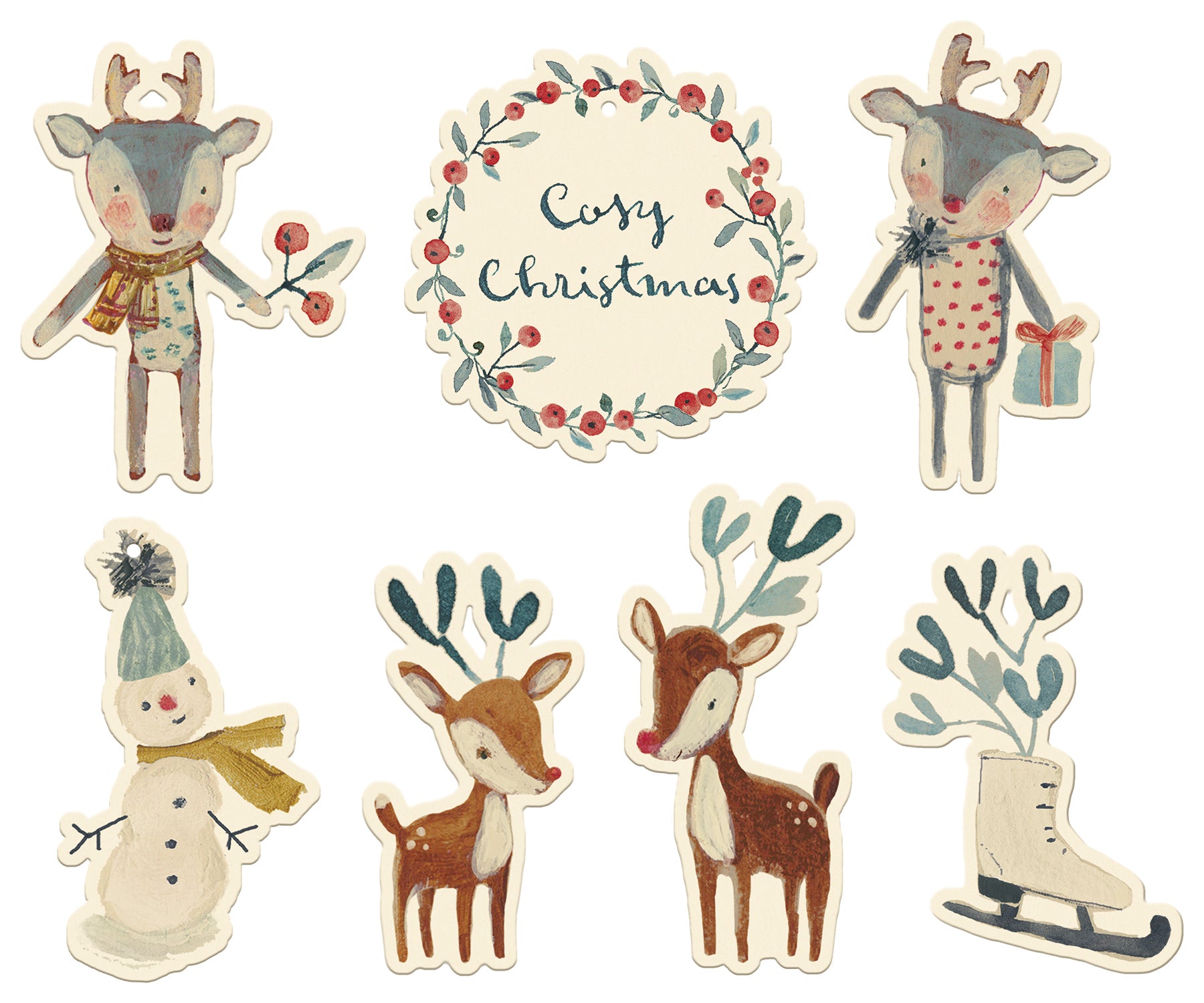 Etiquetas regalo  Cozy Christmas offwhite - 14 piezas