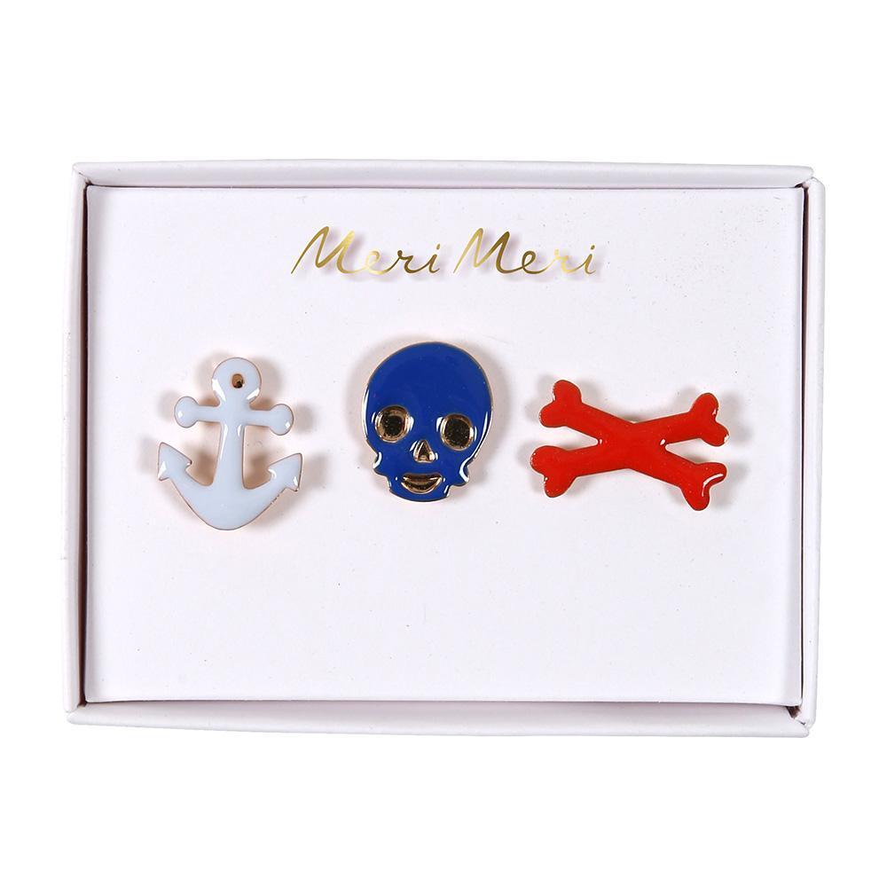 Set de pins pirata - calavera, huesos, ancla - Miss Coppelia