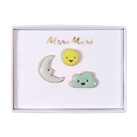 Set de pins - sol, nubes y luna - Miss Coppelia