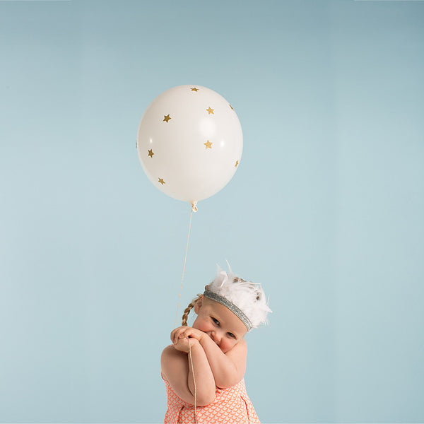 Kit para globos blanco y dorado - Miss Coppelia