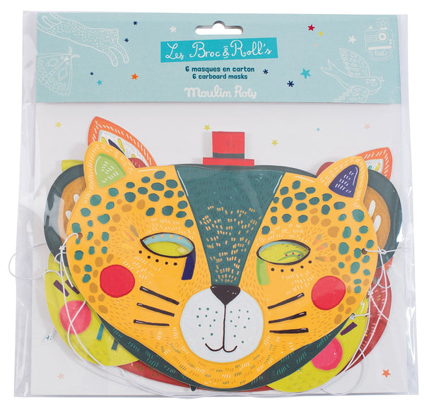 Máscaras  animales Broc and Roll - tonos azules, naranja