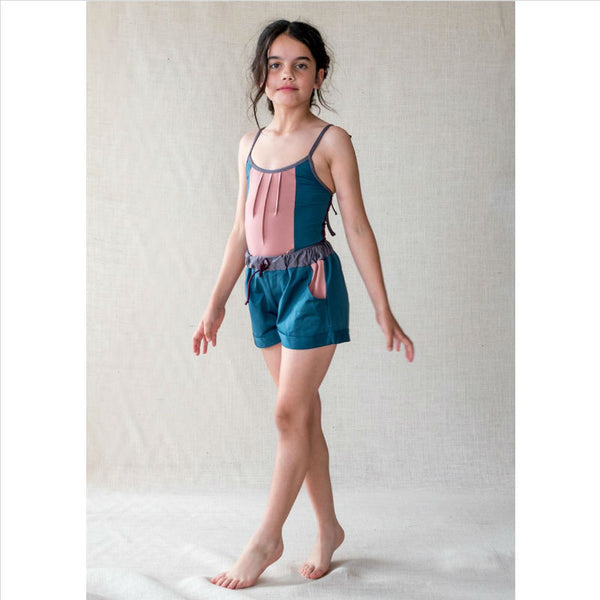 Bañador jaretas - verde y rosa viejo - Miss Coppelia