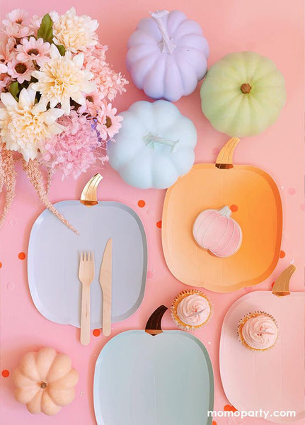 Pastel Halloween - calabazas platos L pack de 8