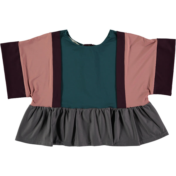 Blusa playera combi - rosa viejo, granate, verde ciprés, gris - Miss Coppelia